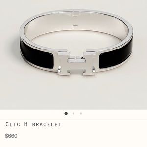 Hermes bangle bracelet - small women’s silver & black